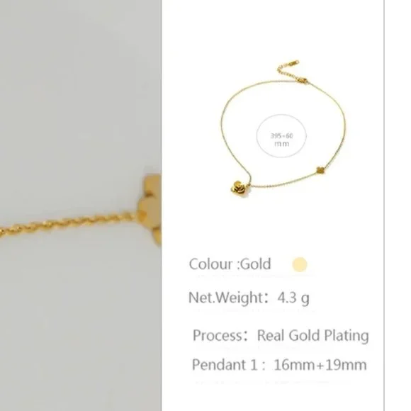 New 18K Gold Plated Clover Necklace a - Picture 4 of 4